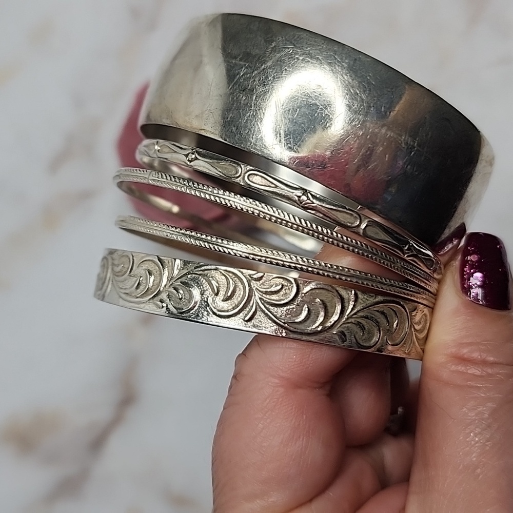 Sterling Silver Bangle Set Bundle - image 5